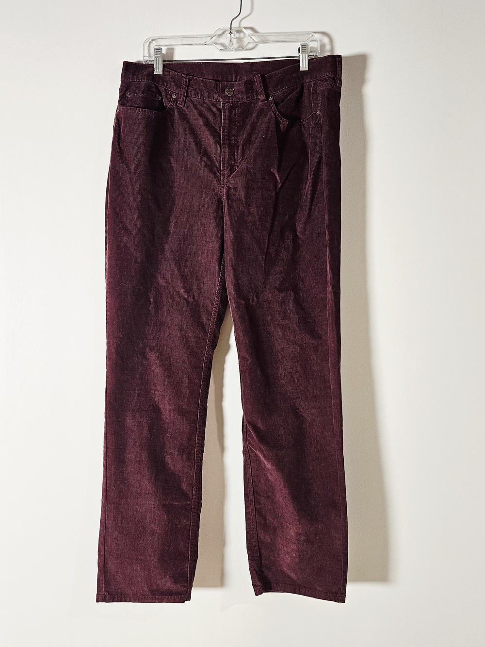LL Bean BeanFlex Corduroy Pants Plum Purple 16 MT Tall Straight Leg